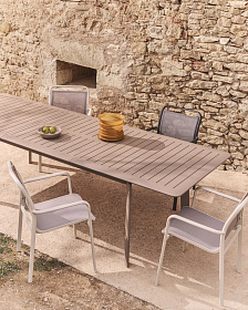 Уличный стул Luri из алюминия цвета экрю и бежевого текстиля