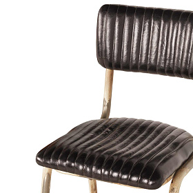 Барный стул Romina из черной кожи с белыми ножками