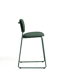 Полубарный стул Meli из зеленой синели с металлическими ножками, 65 см