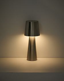 Настольная лампа Arenys большая из металла с блестящей серебристой отделкой