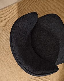 Кресло Ulit из сине-серого шенилла с ножками из бука в натуральной отделке