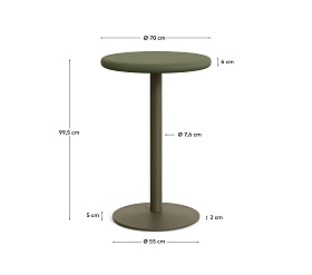 Уличный стол Esilda зелёный из цемента и стали со столешницей Ø70 см 