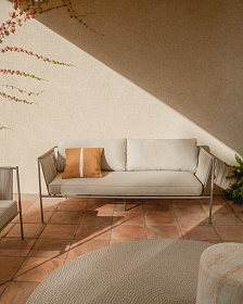 Двухместный уличный диван Zivia из веревки цвета экрю и стали таупе 178 см