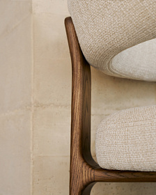 Granite Стул на 3 ножках из бежевого шенилла и массива ясеня в отделке орех