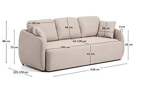 Трехместный диван-кровать Laira из бежевого шенилла, 218 см