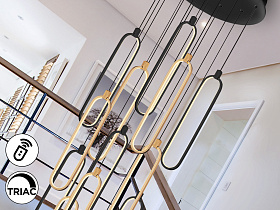 Colette Люстра 14L черный/розовое золото