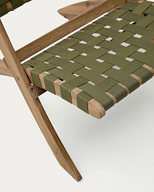 Складное кресло Chabeli из массива акации и шнура зеленого цвета