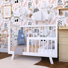 Кроватка для новорожденного Lillaland - модель Lilla Aria (НИК23)белая