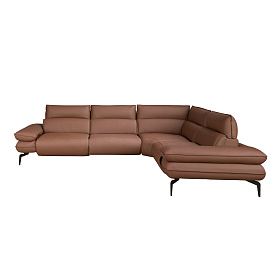 Угловой диван Relax из коричневой кожи, модель 6239
