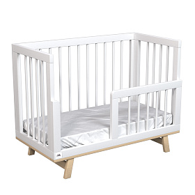Кроватка для новорожденного Lillaland - модель Lilla Aria (НИК23) белая/дерево