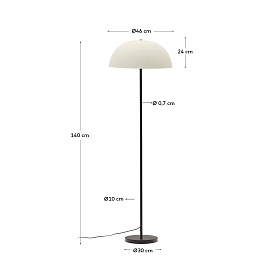 Черный металлический торшер Nibla с абажуром с эффектом белой глины