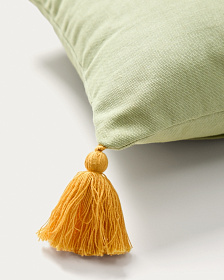 Чехол для подушки из хлопка Tandani зеленого цвета с разноцветной вышивкой 30 x 50 см