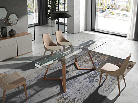 Раздвижной прямоугольный стол 1115/MC1772DT из закаленного стекла