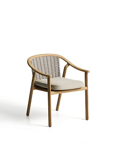 Уличный стул Elunda из тикового дерева и бежевой веревки