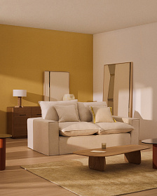 Anarela 3-местный диван со съемным чехлом и льняными подушками бежевого цвета 280 см