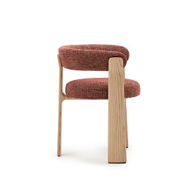 Granite Стул на 3 ножках из терракотового шенилла и массива ясеня в натуральной отделке