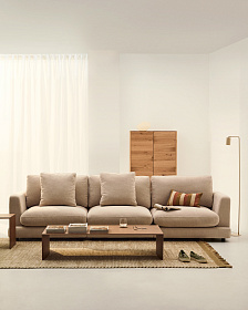 Диван Gala 4-местный из бежевого шенилла 