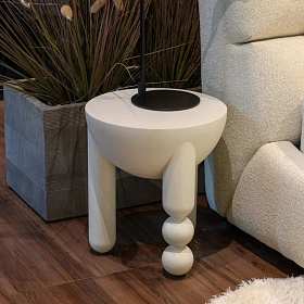 Приставной столик WABI SABI D45 см бело-кремовый лак