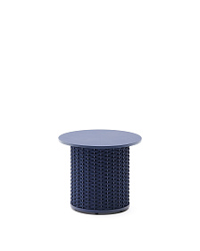 Уличный приставной столик Sedalis из алюминия и веревки синего цвета Ø50 см