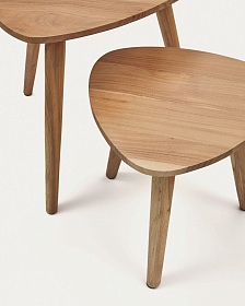 Комплект из 2-х столиков Duvani из массива акации с выбеленной отделкой