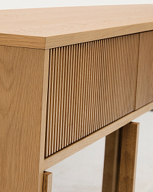 Сервант Helvine с 4 дверцами и 4 ящиками шпон дуба и закаленное стекло, 200 x 75