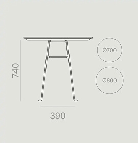 Стол Nook на стержневой основе Ø70
