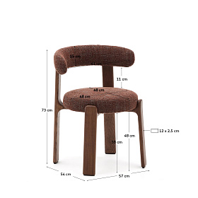Стул Granite из терракотовой синели и массива ясеня с отделкой орех