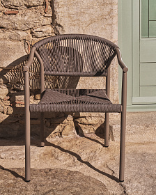 Уличный стул Livadia из алюминия цвета таупе и веревки