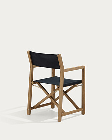 Складное уличное кресло Vilara из акации и текстиля черного цвета