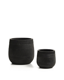 Набор из двух черных кашпо Tival с эффектом цемента, диаметр 50 см/34 см