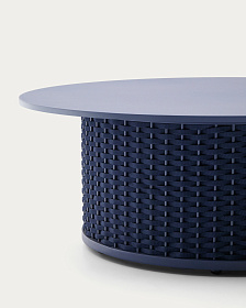 Уличный журнальный столик Sedalis из алюминия с синим шнуром Ø100 см