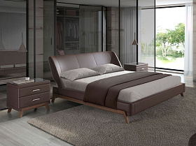 Кровать 7159/GC1713 из экокожи шоколадно-коричневого цвета