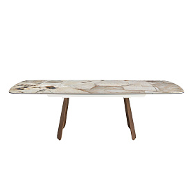 Раздвижной обеденный стол 1186 с столешницей из керамики  и основанием из шпона ореха