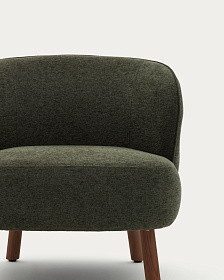 Кресло Ulit из зеленой синели с ножками из ясеня с отделкой под орех