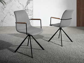 Вращающийся стул 4105/F3251A с тканевой обивкой и ножками из черной стали