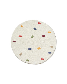 Круглый ковер Epifania из белого хлопка с разноцветными точками, Ø 100 см