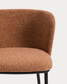 Барный стул Ciselia из терракотового шенилла с ножками из черной стали