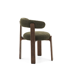 Granite Стул на 4 ножках из зеленого шенилла и массива ясеня в отделке орех