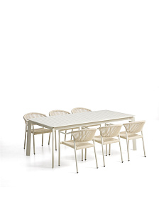 Комплект садовой мебели Brela стол и 6 стульев Livadia из алюминия цвета экрю