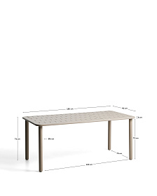 Уличный стол Brai из оцинкованной стали бежевого цвета, 180 x 90 см