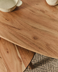 Комплект из 2-х столиков Duvani из массива акации с выбеленной отделкой