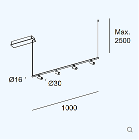 Подвес Tubs Modular Pendant Track with 4 Spotlights 00-A110-05-M1