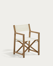 Складной стул Vilara для улицы из акации и текстиля белого цвета