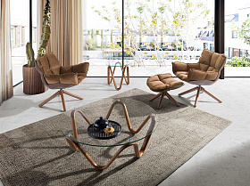 Коричневый бархатный пуфик 5105/DC1565-A-OT