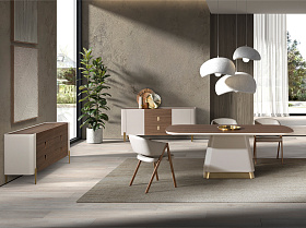 Сервант 7185  из ореха и серого дерева