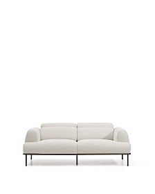 2-местный диван Aurum из шенилла цвета экрю и серого металла 210 см