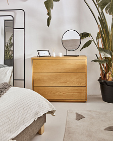 Abilen Комод из дубового шпона с 3 ящиками, 90 x 74,8 см