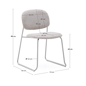 Стул Meli ткань бежевого цвета с бежевыми металлическими ножками 