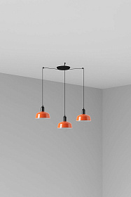 Подвесной светильник TATAWIN с абажуром красно-оранжевый металл 3xE27