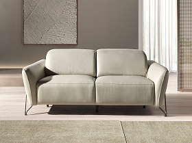 2-местный диван с реклайнером из песочной кожи, модель 6276